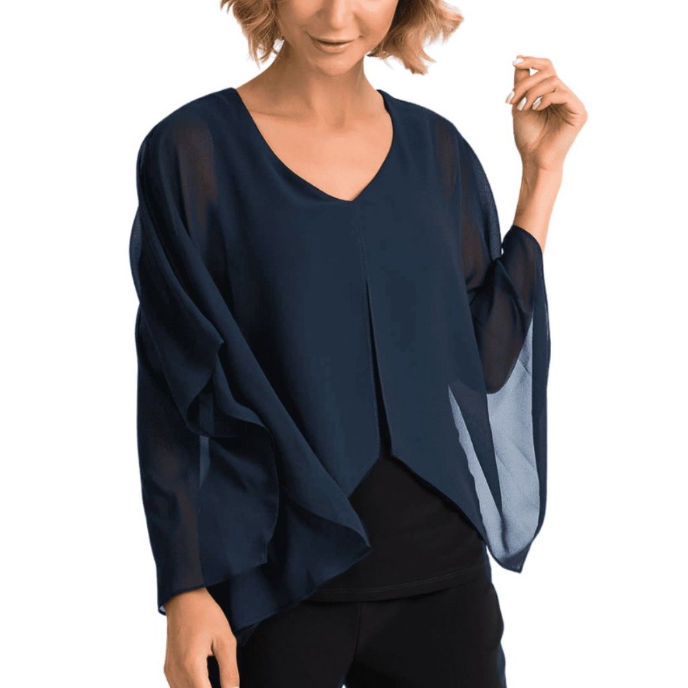 Joseph Ribkoff - Navy Top with Sheer Overlay
